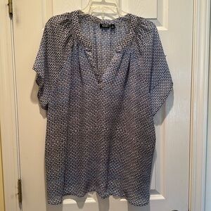 Ana blouse, blue and tan colors